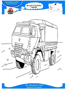 Çocuklar İçin Kamyon Boyama Sayfaları 